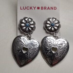 'Lucky Brand' Post Earrings Large Heart Faux Turquoise